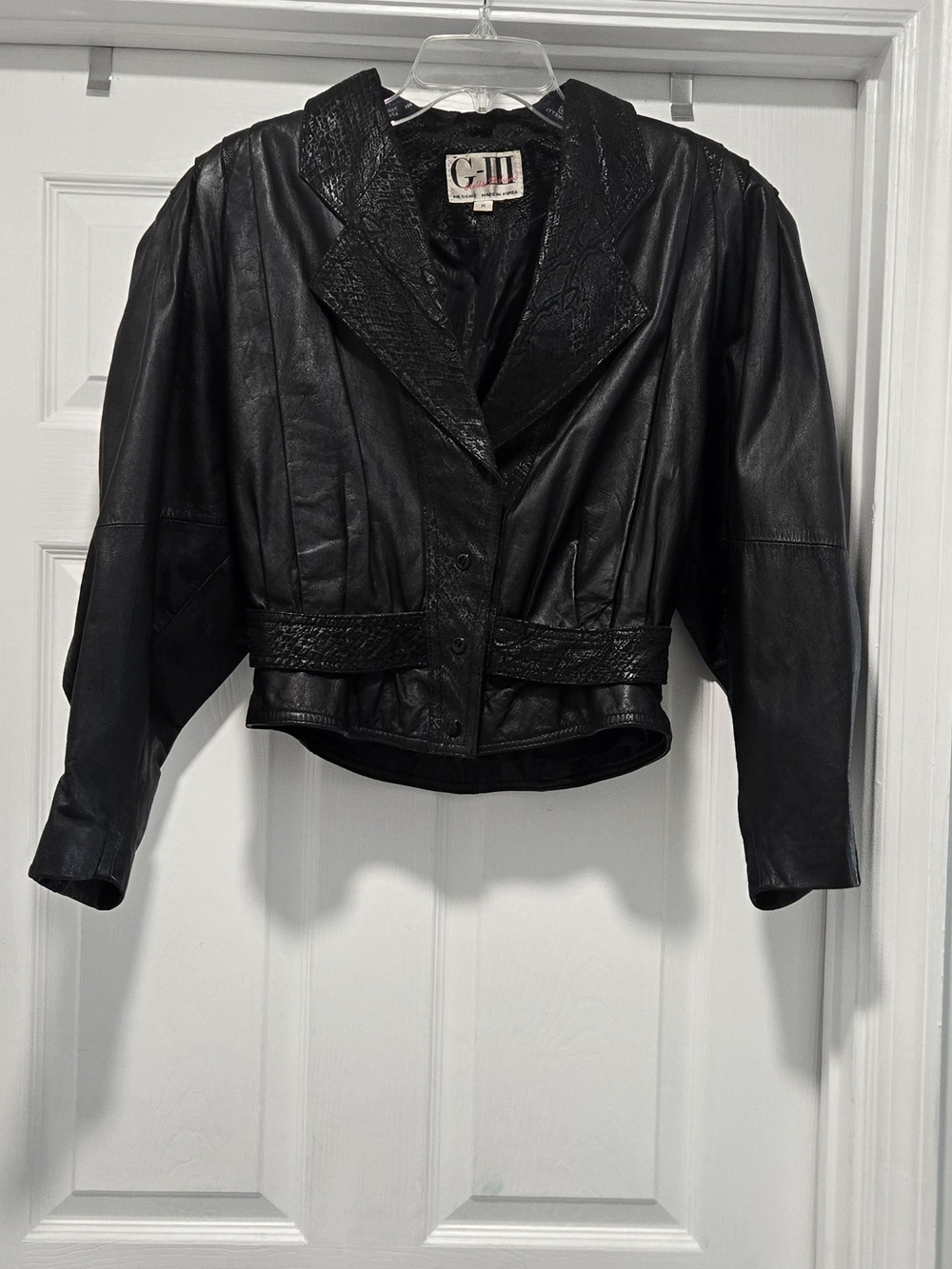 Men's Black Layered Leather-Trim Jacket